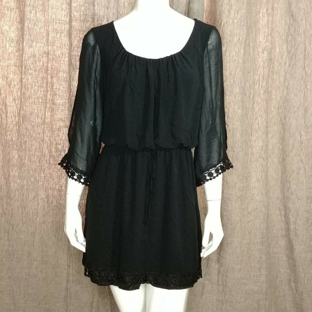 Jodi Kristopher Black Boho Style Dress Size Large - Picture 2 of 10